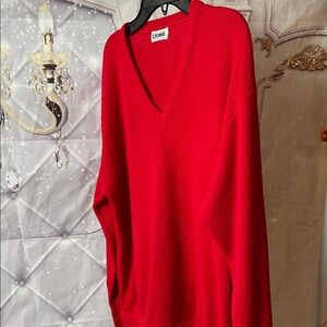 Red V-Neck Women's Sweater